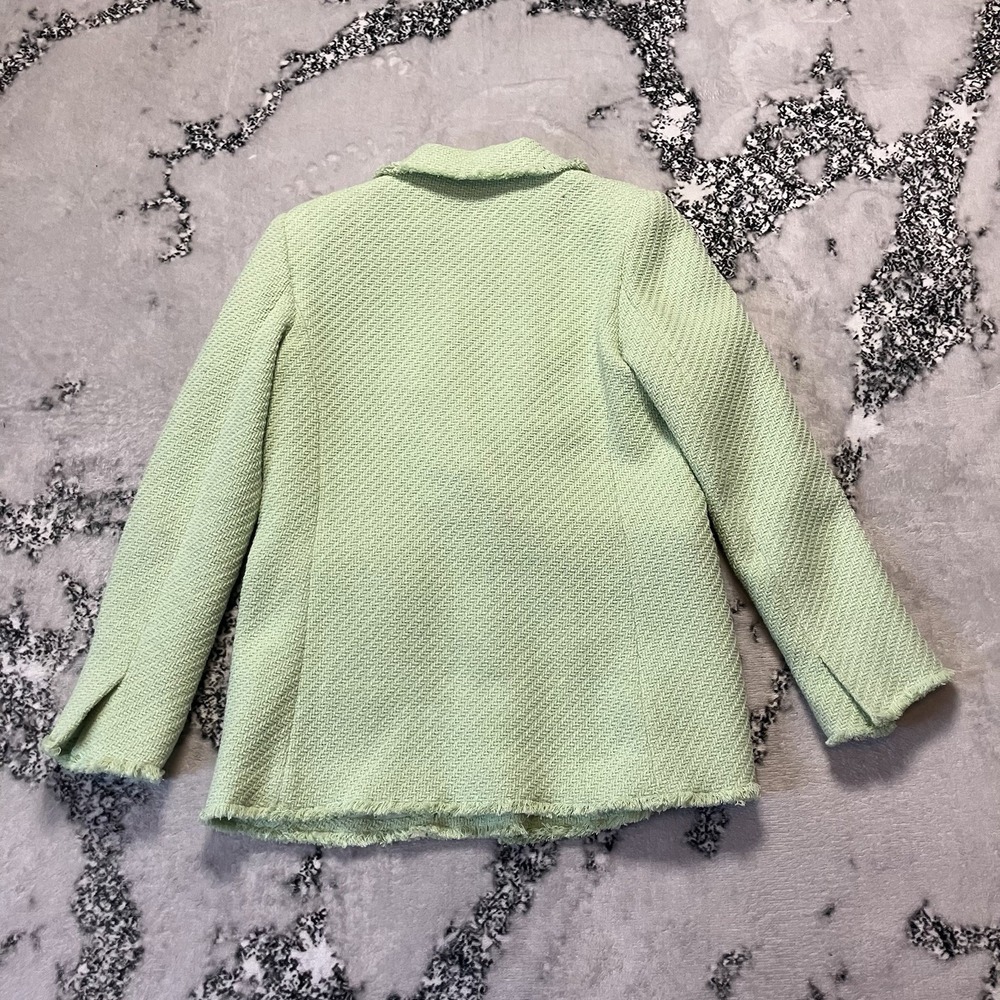 Mango Blazer Womens Size Medium Light Green Tweed… - image 4
